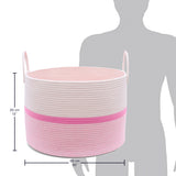 Cotton Rope Storage Basket - 3-Tone Striped Pink - Wide