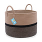 Cotton Rope Storage Basket - 3-Tone Striped Brown - Wide