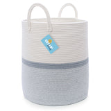 Cotton Rope Storage Basket - 3-Tone Striped Gray - Tall