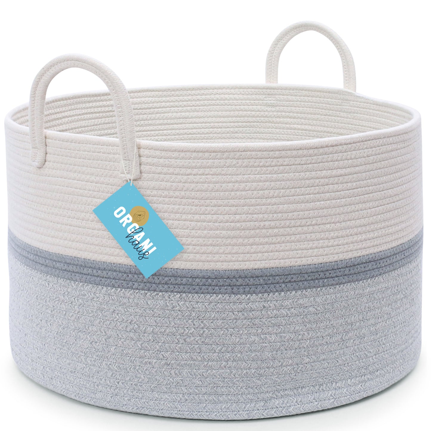 Cotton Rope Storage Basket - 3-Tone Striped Gray - Wide