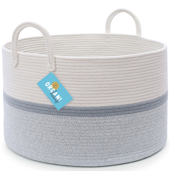 Cotton Rope Storage Basket - 3-Tone Pink - Wide – OrganiHaus