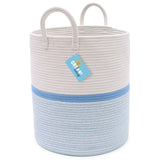 Cotton Rope Storage Basket - 3-Tone Striped Blue - Tall