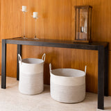 Cotton Rope Storage Basket - Off-White w/ Stitches - Tall