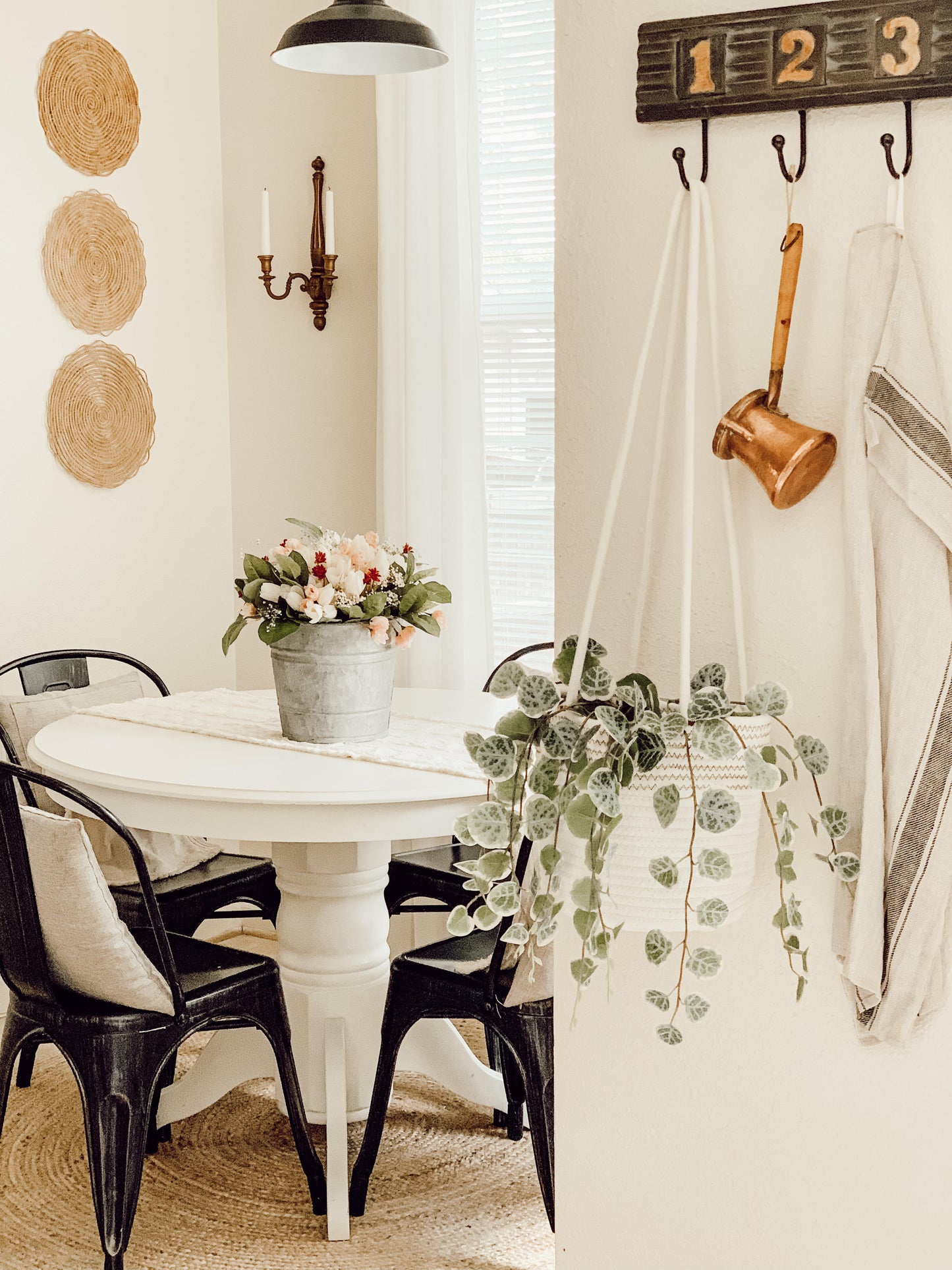 Cotton Rope Hanging Planter Basket - Set of 2 - Off-White w/ Stitches