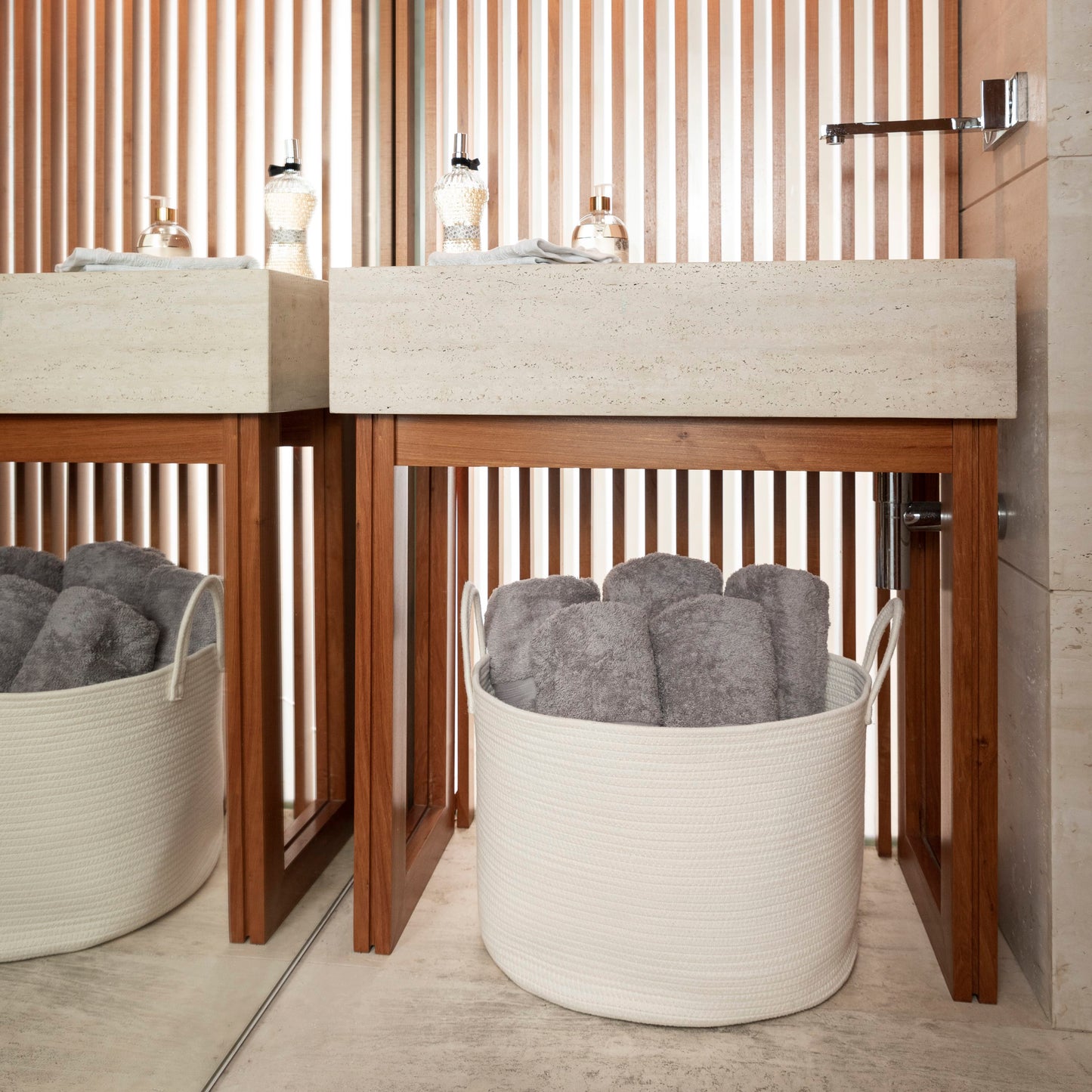 Cotton Rope Storage Basket - Full Off-White - Wide