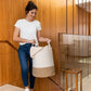 Cotton Rope Storage Basket - Honey & Off-White - Tall