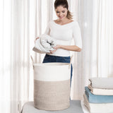 Cotton Rope Storage Basket - Brown & Off-White - Tall