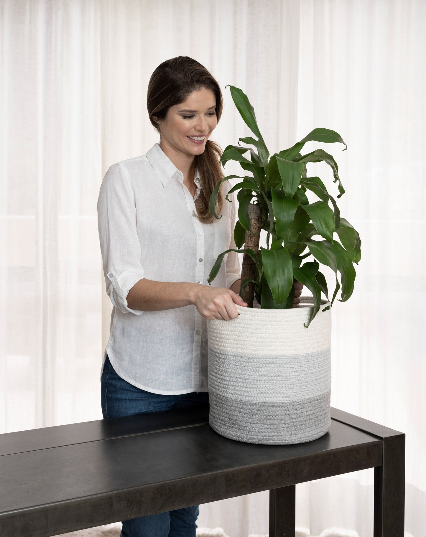 2-Pack Toned Gray Planter Basket