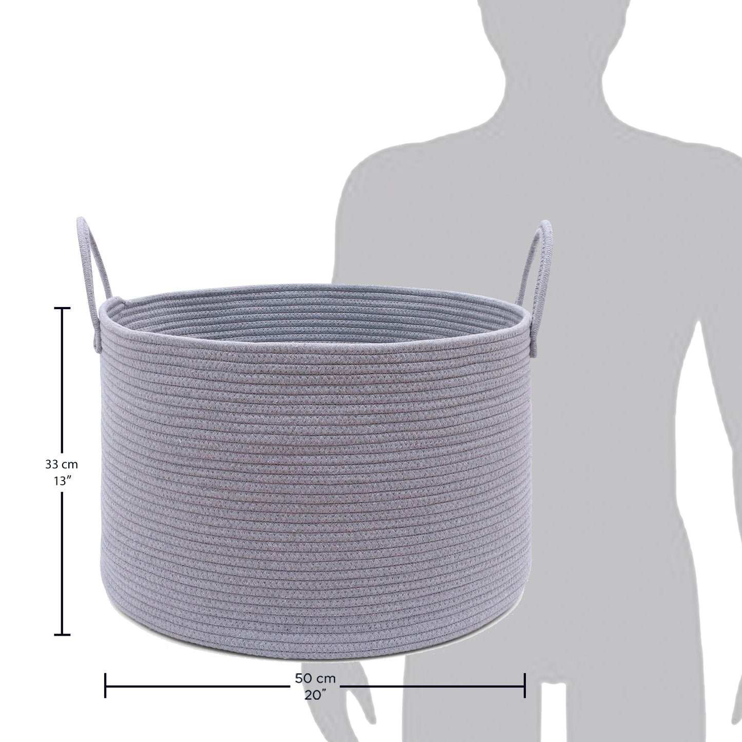 Cotton Rope Storage Basket - Full Gray - Wide