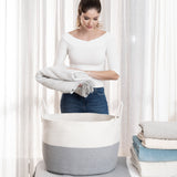 Cotton Rope Storage Basket - Gray & Off-White - Wide