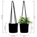 Cotton Rope Hanging Planter Basket - Set of 2 - Full Black
