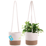 Cotton Rope Hanging Planter Basket - Set of 2 - Honey & Off-White